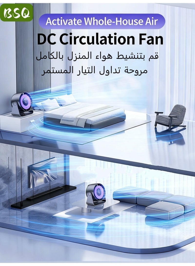 BSQ Small desktop fan | Silent fan | Portable desktop fan, smart LED display, built-in 4000mAh battery, 360° adjustable tilt angle - Image 3